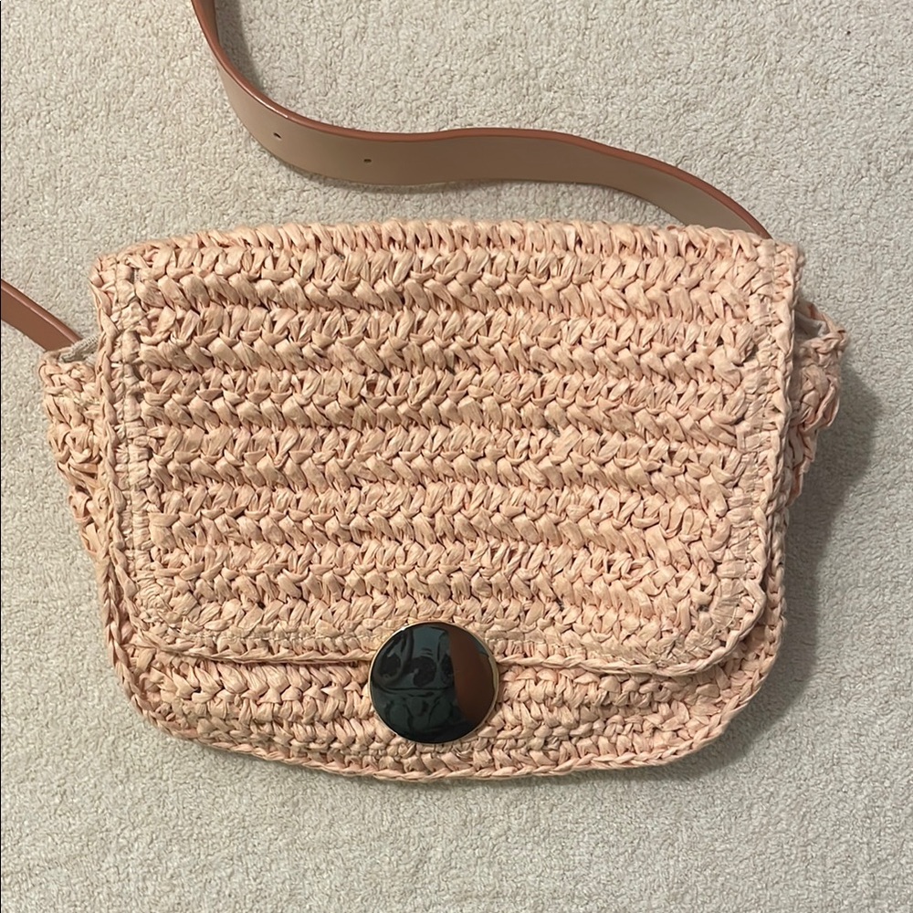 Woven Tan Crossbody Bag